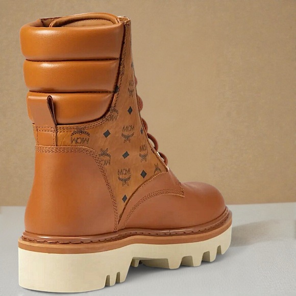 New MCM Women’s Motor Visetos Lace-Up Boots - Picture 7 of 16